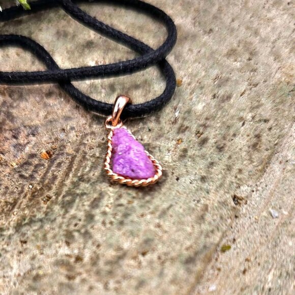 Nature Purple Sugilite Raw Stone S925 Pendant Necklace - Picture 3 of 10